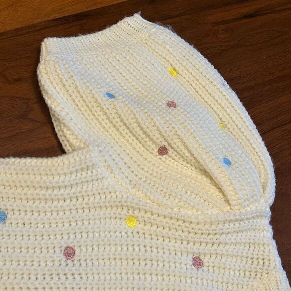 English Factory women's Pastel Dot Embroidered short sleeve sweater top size sma - Picture 5 of 8